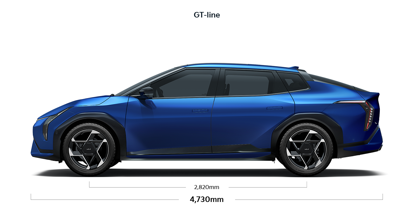 EV4 GT-line 제원 측면 : 축거 2,820mm,전장 4,730mm